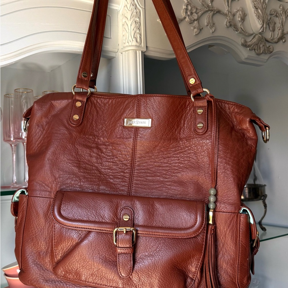 Brown Leather Diaper bag